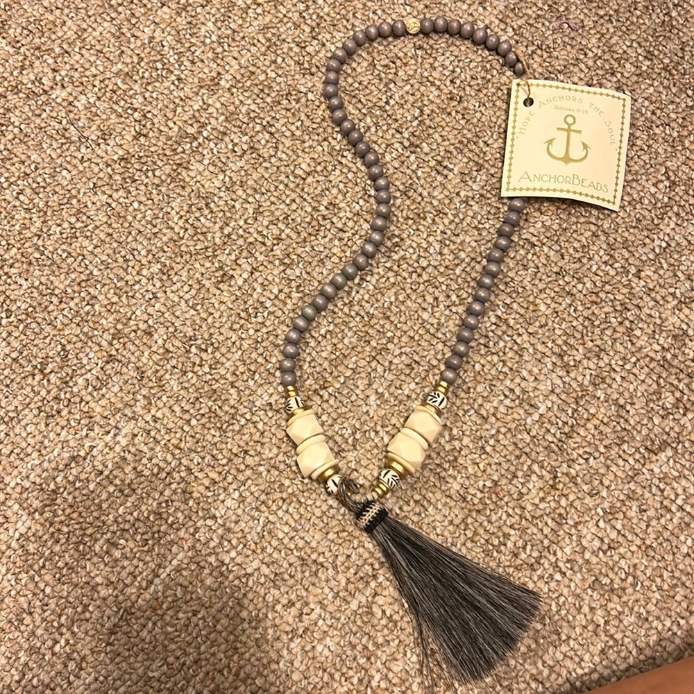 🆕 Anchor Beads- Horse Hair Tassel Necklace